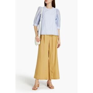 Samsoe Samsoe Blue White Celestine Gingham Cotton Silk Blouse Top Size Medium